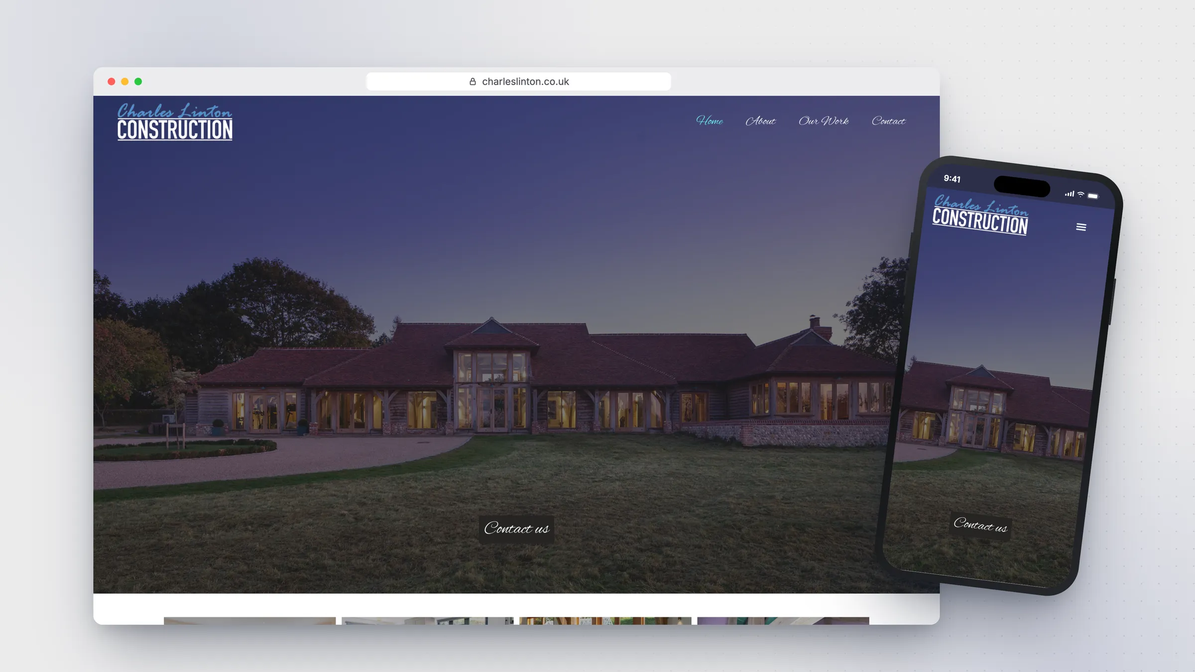 Charles Linton Construction website on desktop and mobile