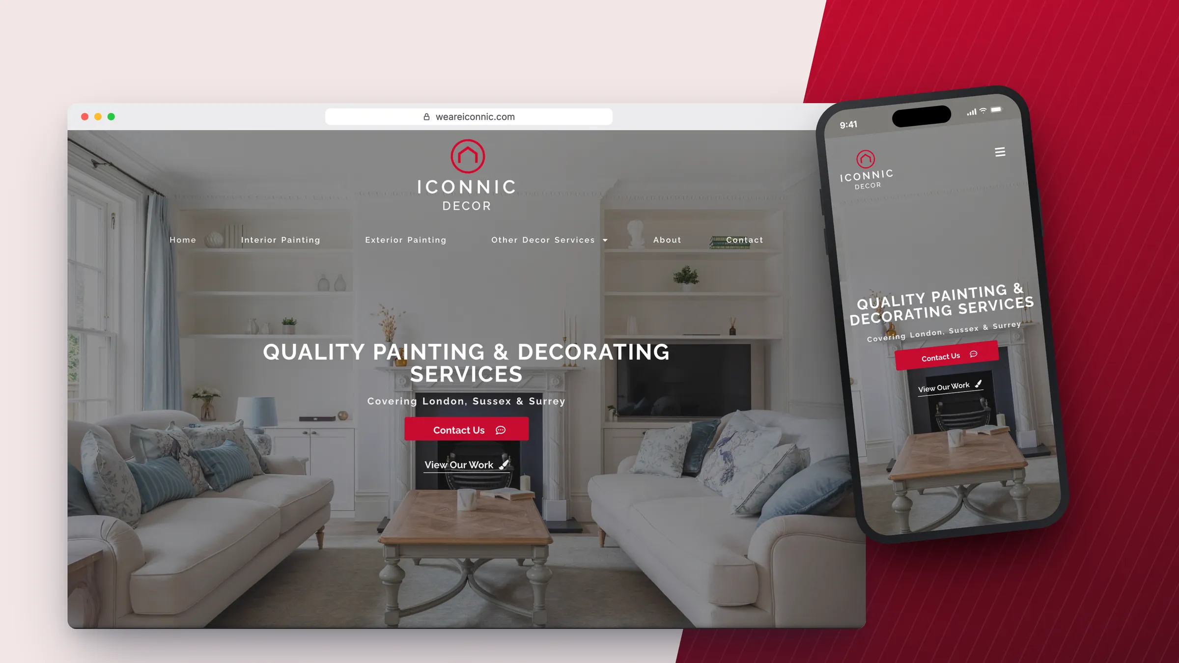 Iconnic Decor website by Bulldogs Digital on desktop and mobile - painting and decorating