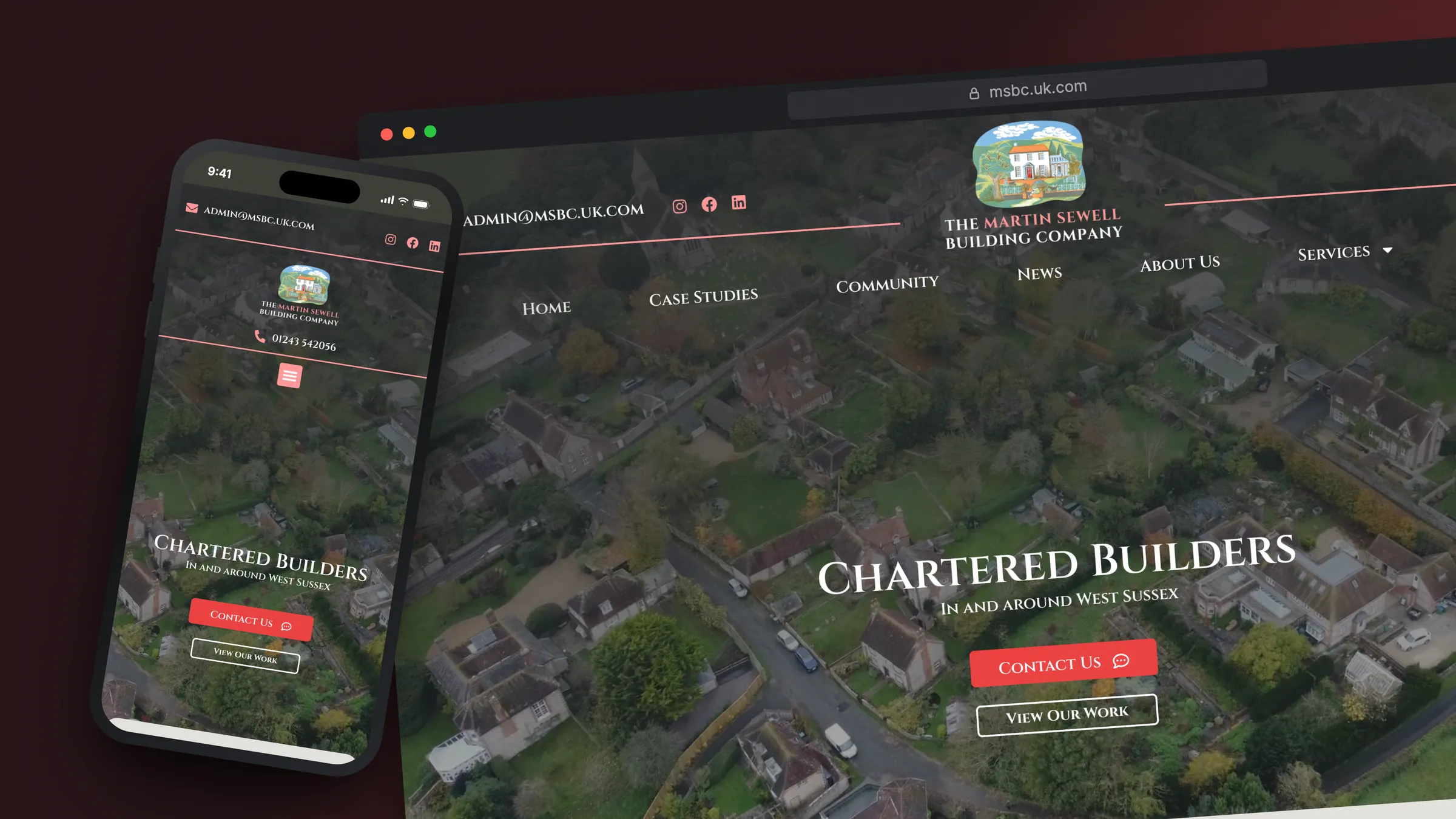 Martin Sewell Building Company website by Bulldogs Digital on desktop and mobile - chartered builders in West Sussex