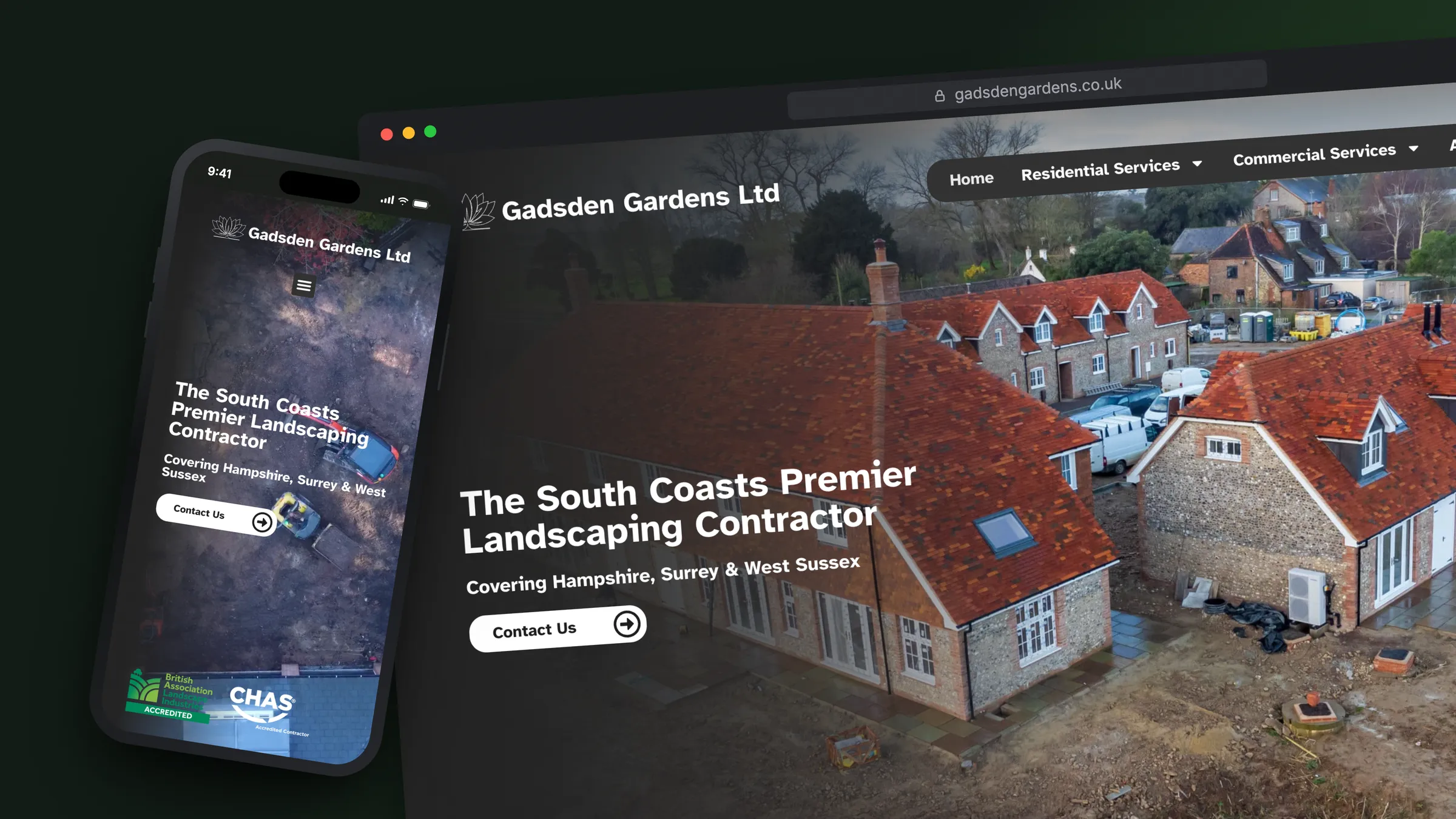 Gadsden Gardens website by Bulldogs Digital on desktop and mobile - landscaping contractor
