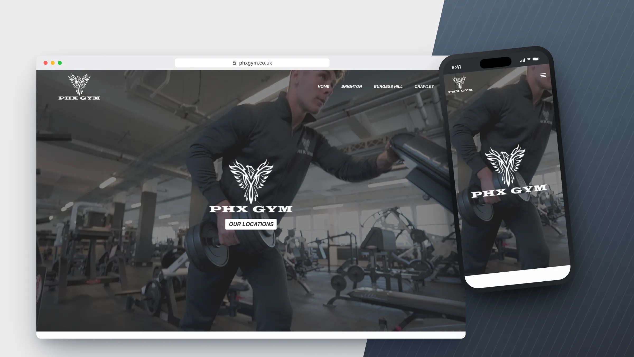 PHX GYM website by Bulldogs Digital on desktop and mobile - gyms in Sussex