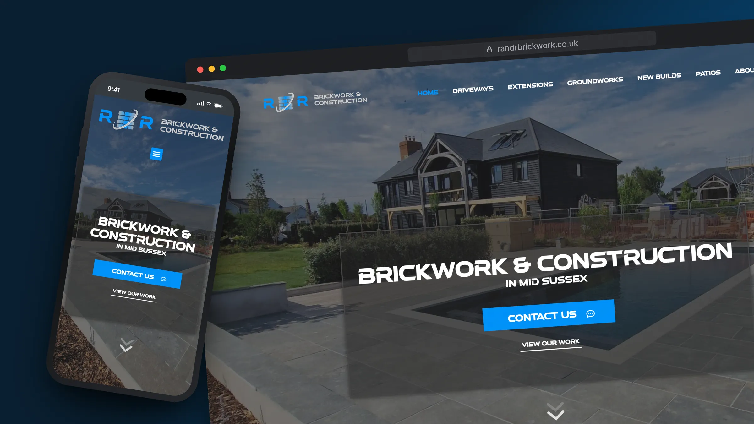 R&R Brickwork website by Bulldogs Digital on desktop and mobile - brickwork and construction